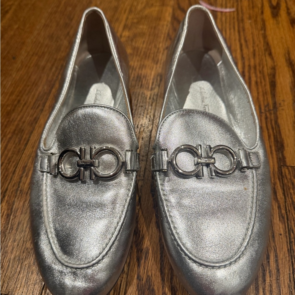 Salvatore Ferragamo Silver Loafers